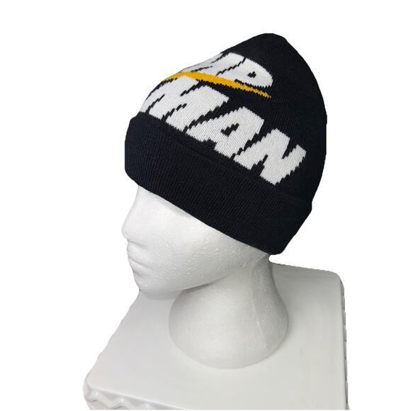 Jordan Jump Man Spelled Out Boys Hat Winter Beanie Black Yellow White Swoosh - Picture 3 of 8